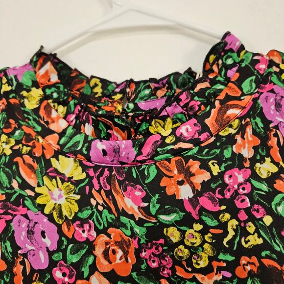 NWT Jodifl Tiered Balloon Sleeve Floral Dress Ruffle High Neck Sz Large Colorful - Picture 5 of 10